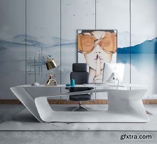 Modern office desk and chair