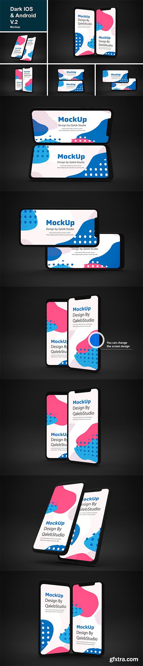 Dark IOS & Android Mockup V.2