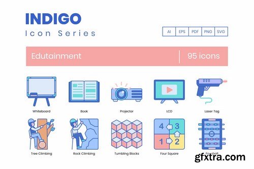 95 Edutainment Icons - Indigo Series