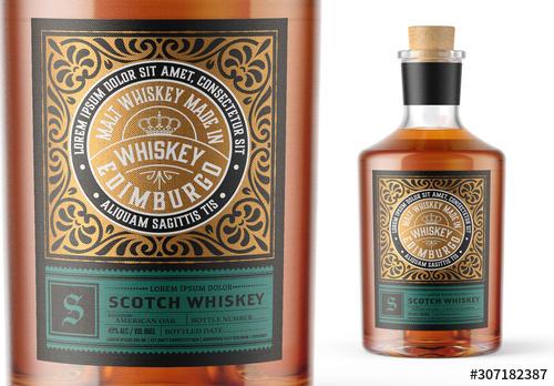 Vintage Whiskey Label Packaging Layout  - 307182387 - 307182387