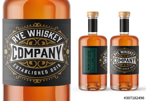 Vintage Whiskey Label Packaging Layout  - 307182496 - 307182496