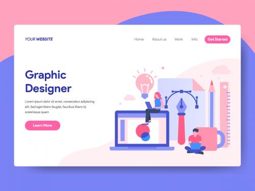 Landing page template of Graphic Designer Concept - landing-page-template-of-graphic-designer-concept