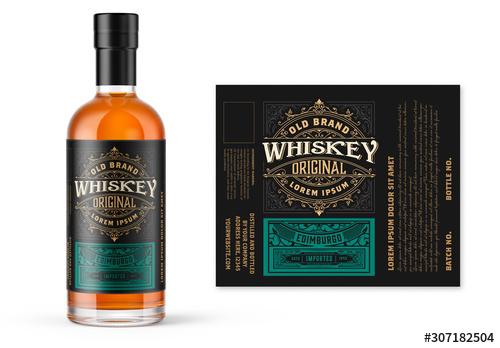 Vintage Whiskey Label Packaging Layout  - 307182504 - 307182504