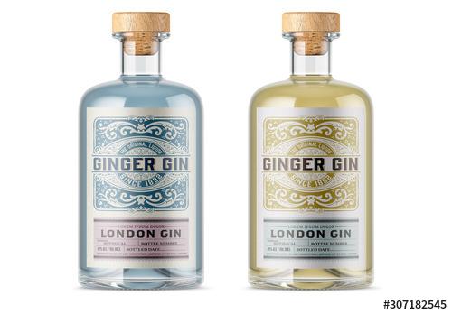 Vintage Gin Label Packaging Layout  - 307182545 - 307182545