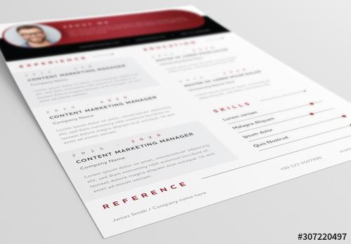 Resume Layout with Red Header - 307220497 - 307220497