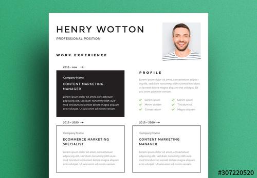 Resume Layout with Black Accents - 307220520 - 307220520