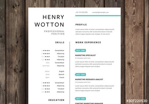 Minimalistic Resume Layout with Green Elements - 307220530 - 307220530