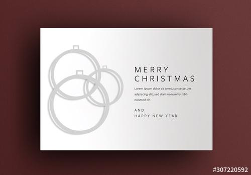 Minimalistic Card Layout with Christmas Balls - 307220592 - 307220592