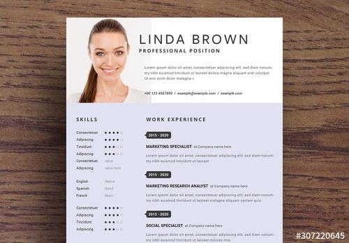 Resume Layout with Purple Background - 307220645 - 307220645