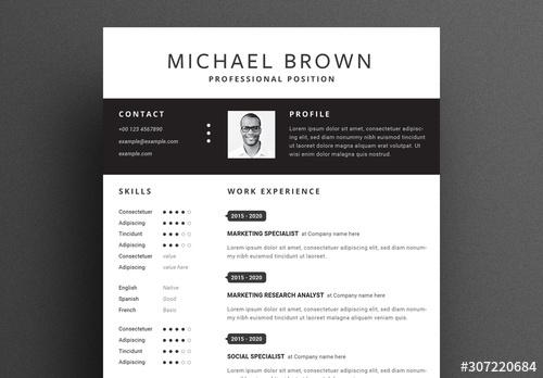 Resume Layout with Black Accents - 307220684 - 307220684