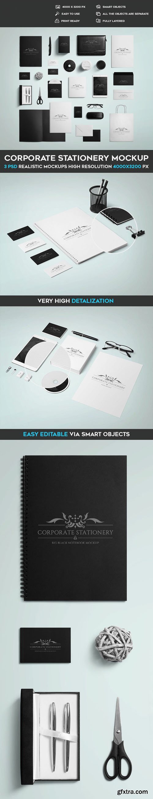 Realistic Corporate Stationary PSD Mockups