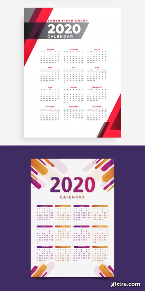 2020 Calendars Vector Collection 4