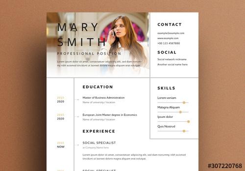 Photo Mask Header Resume Layout - 307220768 - 307220768