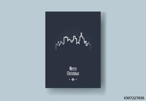 Christmas Card Layout with Skyline and Snow - 307227656 - 307227656