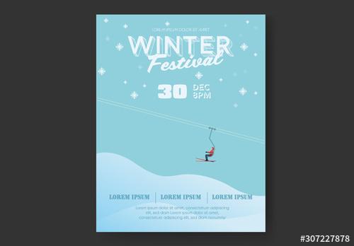 Winter Festival Skier on Lift Flyer Layout - 307227878 - 307227878