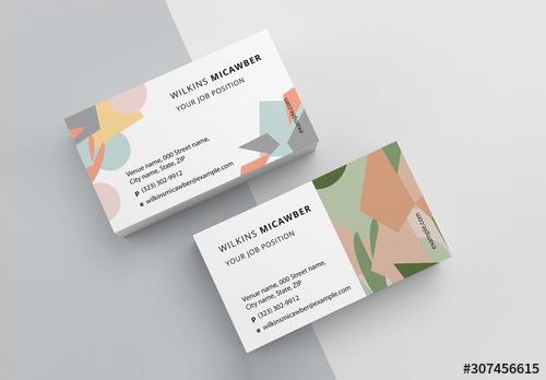 Business Card Layout with Abstract Pattern - 307456615 - 307456615