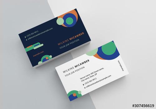 Business Card Layout with Abstract Pattern - 307456619 - 307456619