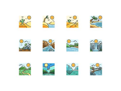 Landscape Nature Icon Set - landscape-nature-icon-set