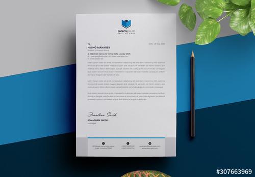 Letterhead Layout with Blue Accents - 307663969 - 307663969