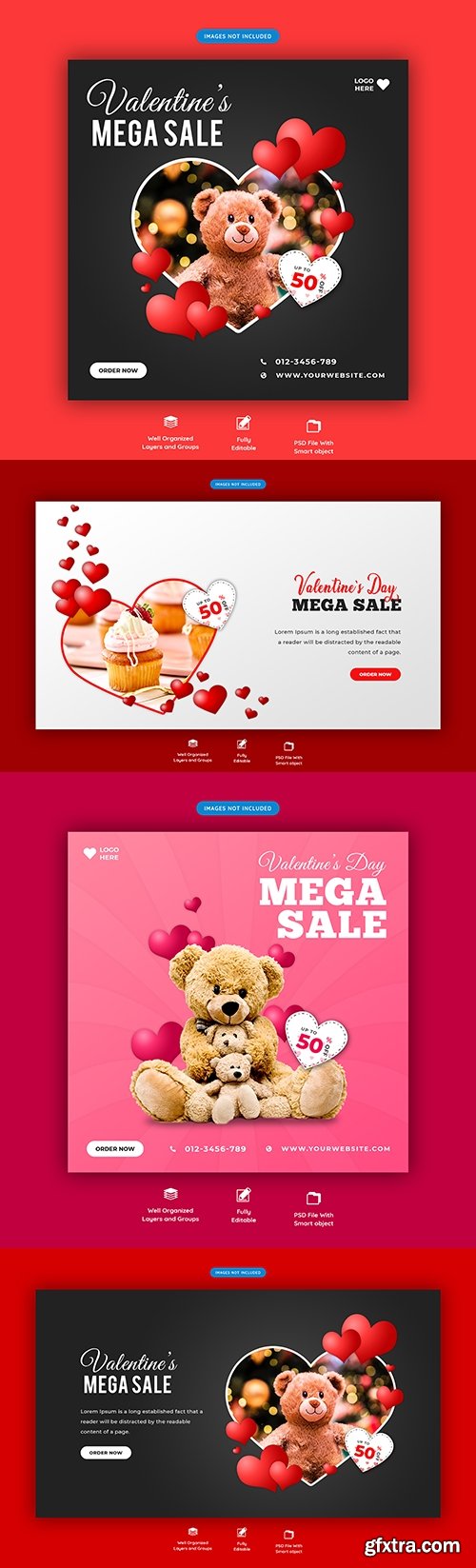 St. Valentine\'s Day mega sales banner template