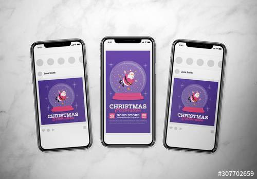 Christmas Event Social Media Layout with Santa - 307702659 - 307702659