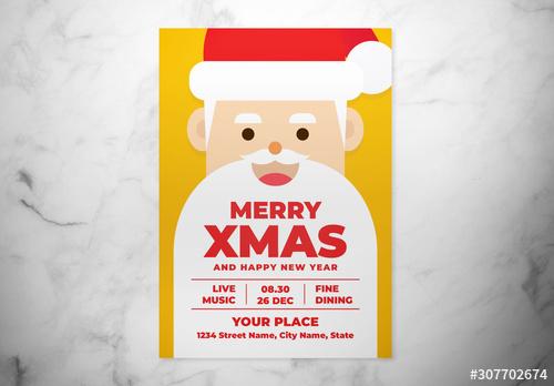 Christmas Flyer Layout with Santa Illustration - 307702674 - 307702674