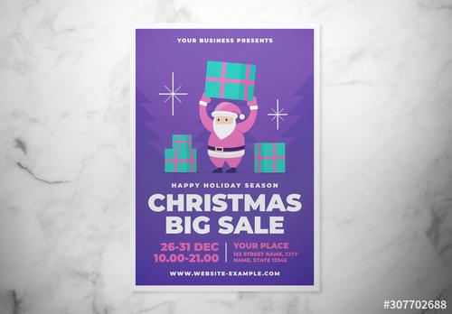 Christmas Sale Flyer Layout with Santa - 307702688 - 307702688