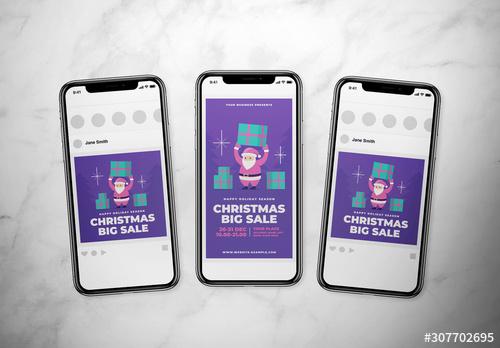 Christmas Sale Social Media Layout with Santa - 307702695 - 307702695