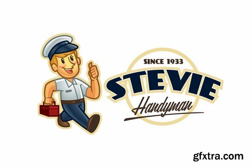 Retro Cartoon Handyman Mascot Logo