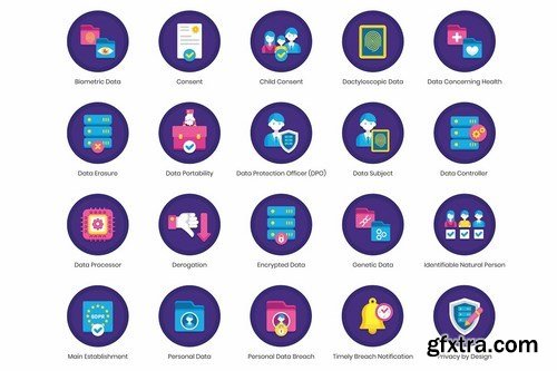 70 GDPR Icons - Orchid Series