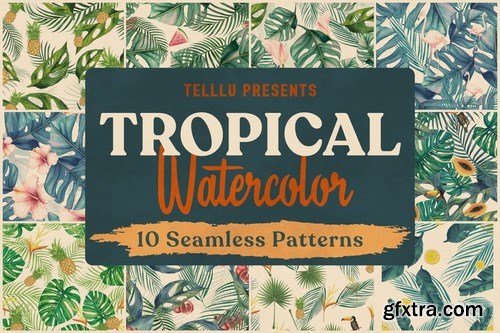 Tropical Watercolor Seamless Patterns