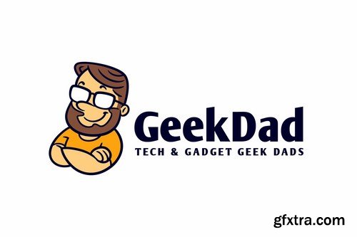 Cartoon Geek Nerd Dad Character Mascot Logo