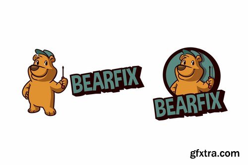 Retro Cartoon Bear Character Mascot Logo