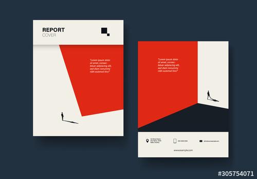 Retro Report Cover Layout with Red Wall - 305754071 - 305754071