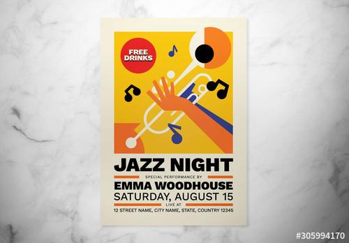 Jazz Night Event Flyer Layout - 305994170 - 305994170