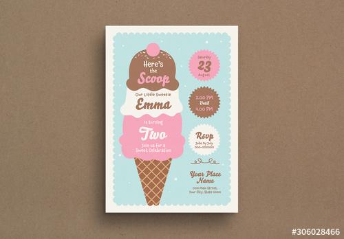 Ice Cream Birthday Invitation Layout - 306028466 - 306028466