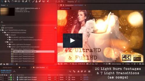 Videohive - Light transitions &amp; burns (AE project &amp; footages)