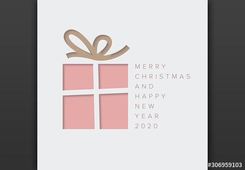 Christmas Card Layout with Present - 306959103 - 306959103