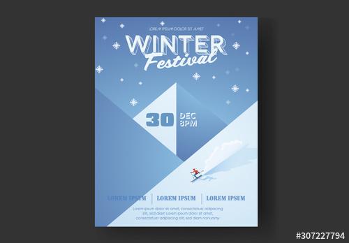 Winter Festival Mountain Skier Flyer Layout - 307227794 - 307227794