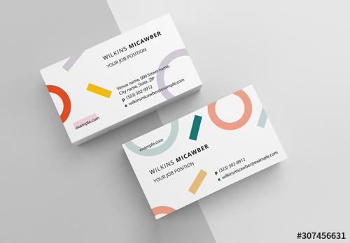 Business Card Layout with Abstract Pattern - 307456631 - 307456631