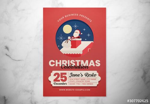 Christmas Celebration Event Flyer Layout with Santa - 307702625 - 307702625