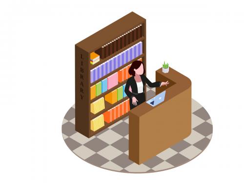 Librarian Concept Isometric Illustration - librarian-concept-isometric-illustration