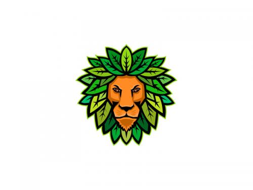 Lion With Leaves As Mane Mascot - lion-with-leaves-as-mane-mascot