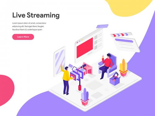 Live Streaming Isometric Illustration Concept - live-streaming-isometric-illustration-concept