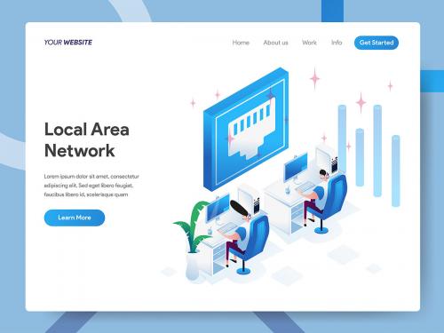 Local Area Network Isometric Illustration Concept - local-area-network-isometric-illustration-concept