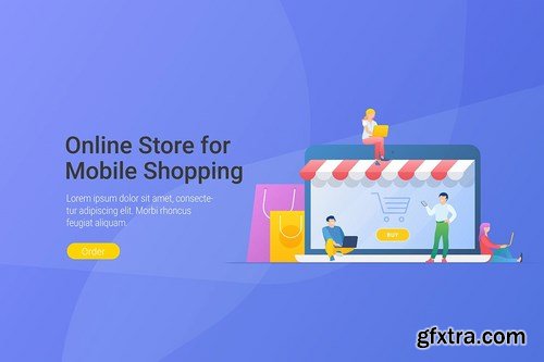 Mobile Shopping Online Vector Design Templates