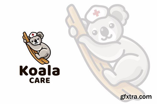 Koala Care Cute Kids Logo Template