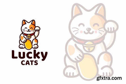 Lucky Cats Cute Kids Logo Template