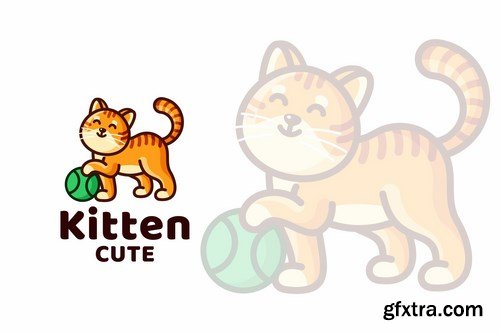 Kitten Cute Kids Logo Template