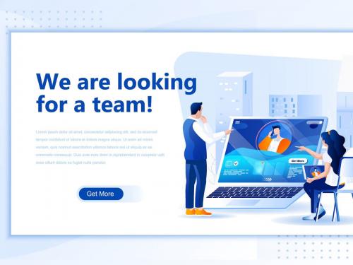 Looking Team Flat Landing Page Header - looking-team-flat-landing-page-header